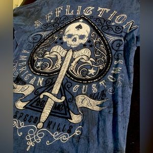 Affliction Men’s Distressed American Customs Graphic Short SleeveT-Shirt size M